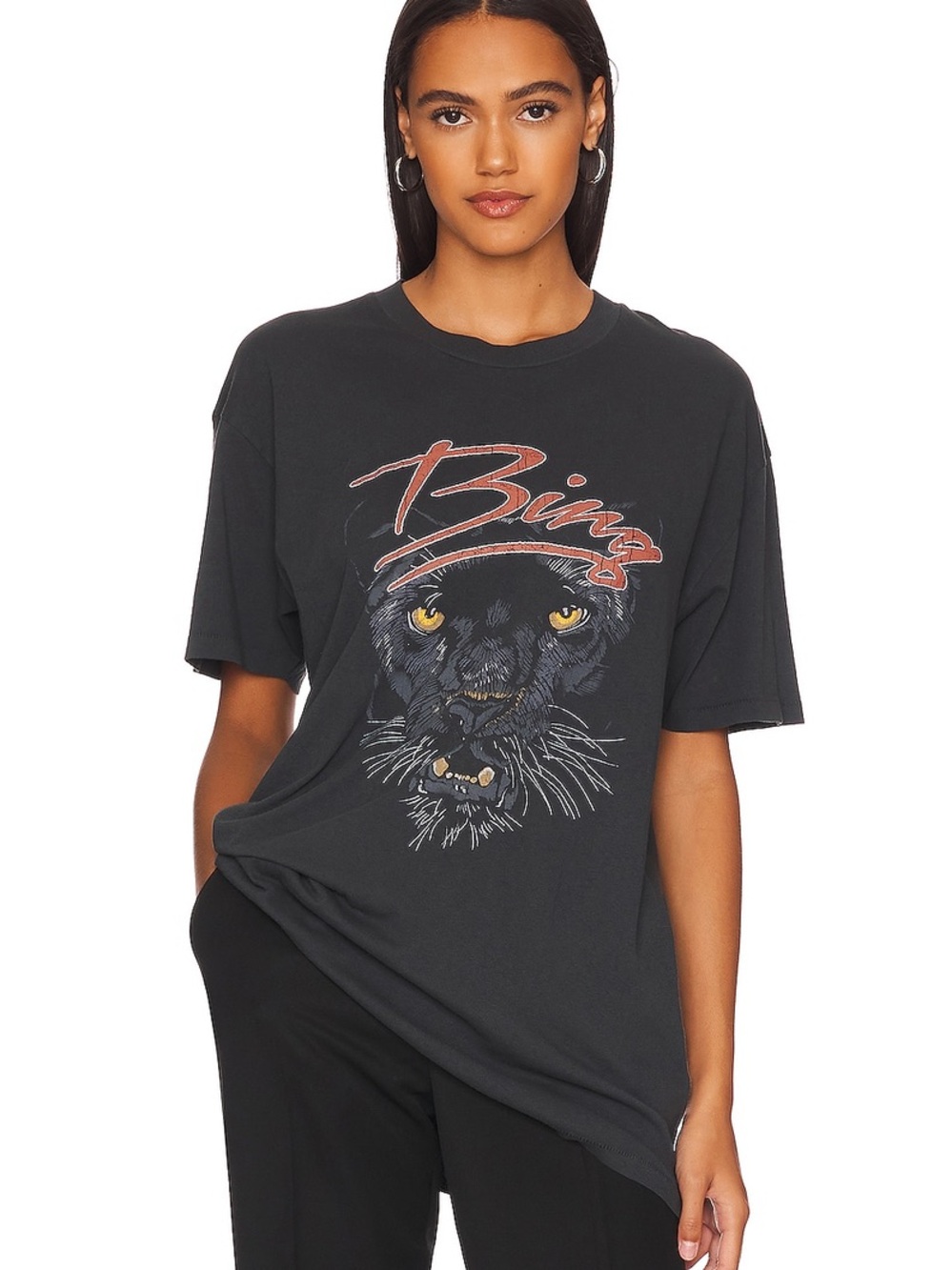 ANINE BING Walker Panther Tee Vintage Black Size Medium